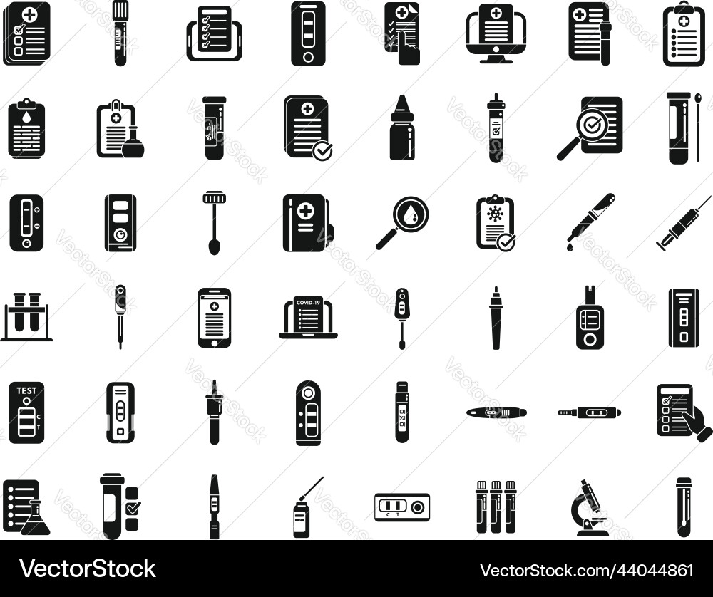 Test result icons set simple hiv Test result icons set simple hiv vector image
