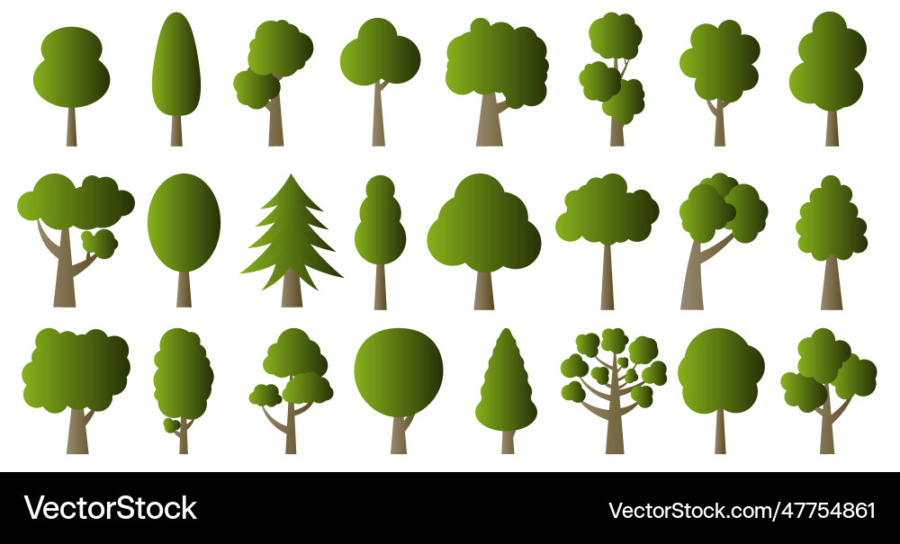 Trees are colored with a gradient collection Vector Image