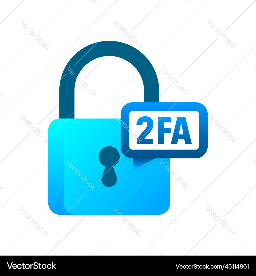 Two step authentication 2fa -two factor Two step authentication 2fa -two factor vector image
