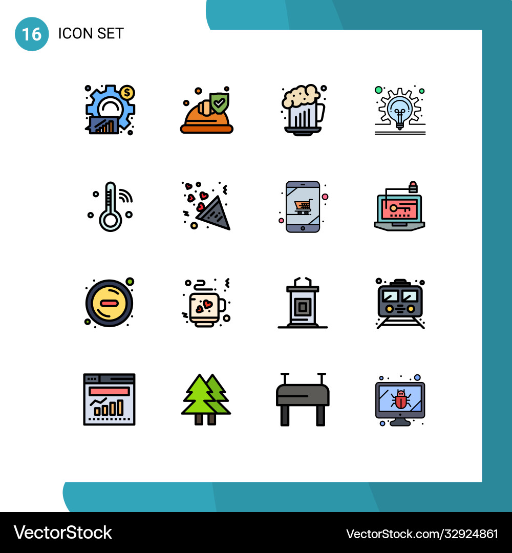 User interface pack 16 basic flat color filled Vector Image