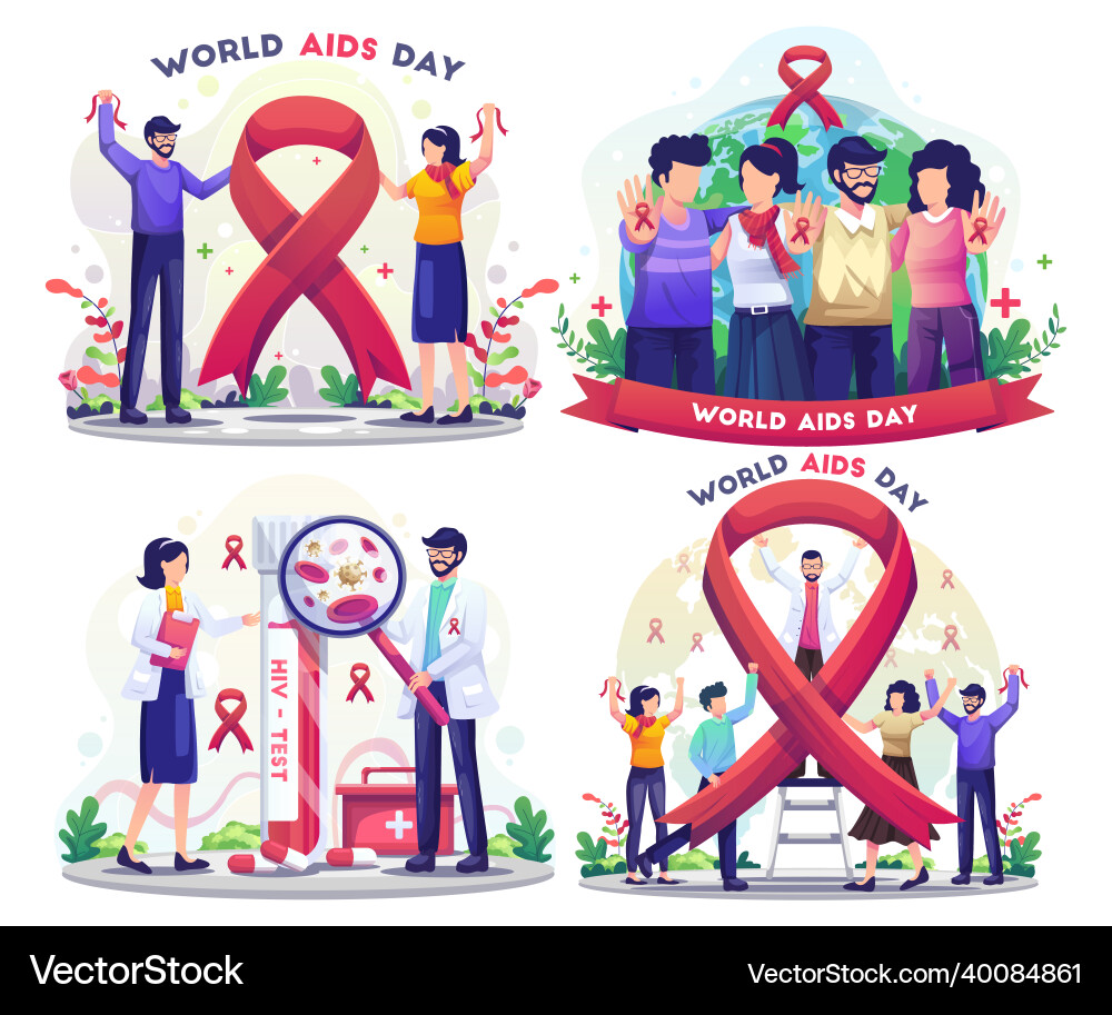 Welt AIDS Tag Feier mit Ribbon Vektorbild
