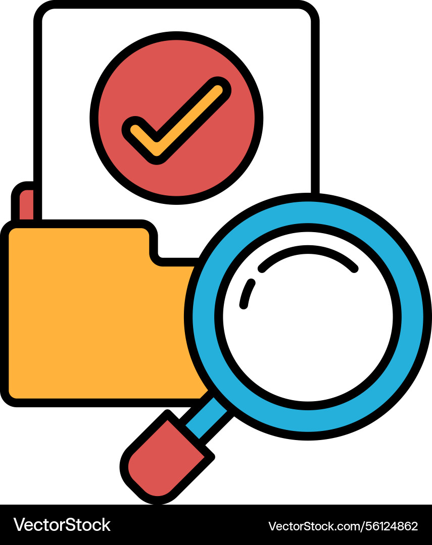 A red and white check mark is on file folder vector image