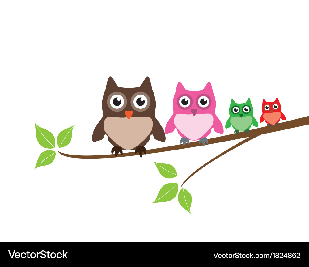 Adorable Owl Family Portrait Vector Image