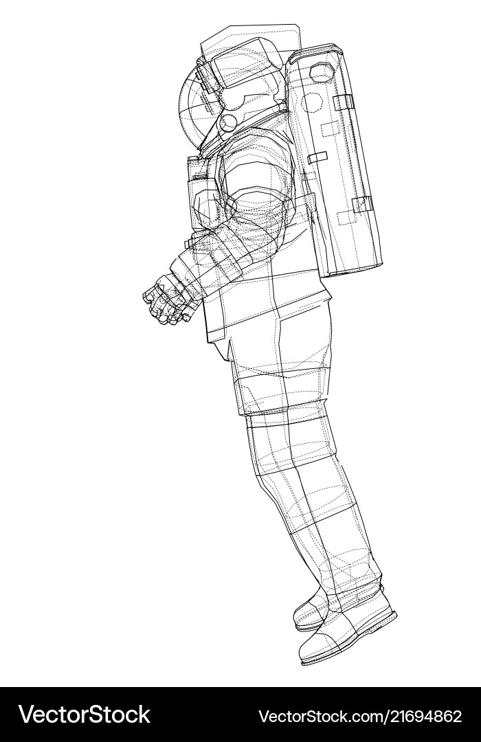 Astronaut Wireframe Concept Rendering Vector Image