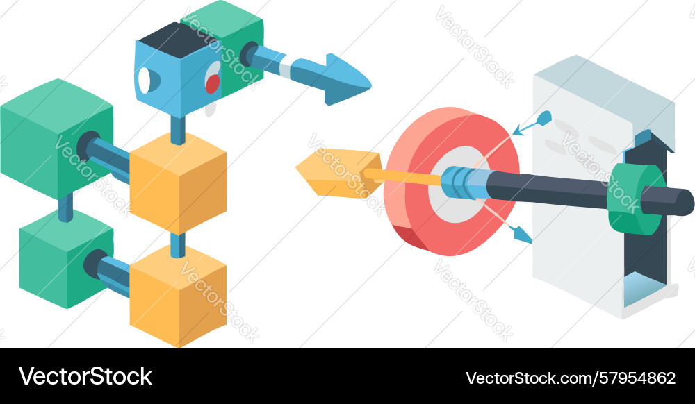 Automated Target System Concept Vector Image