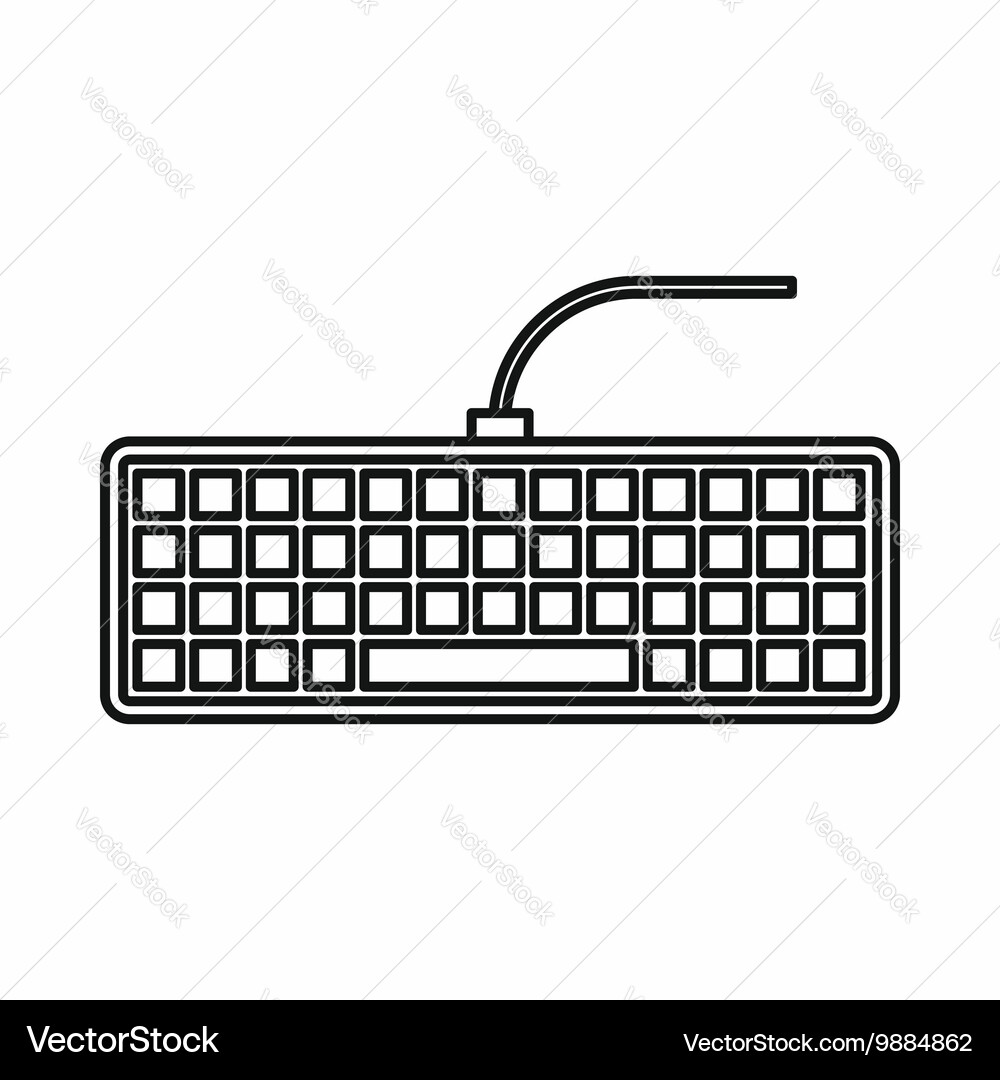 Black computer keyboard icon outline style vector image