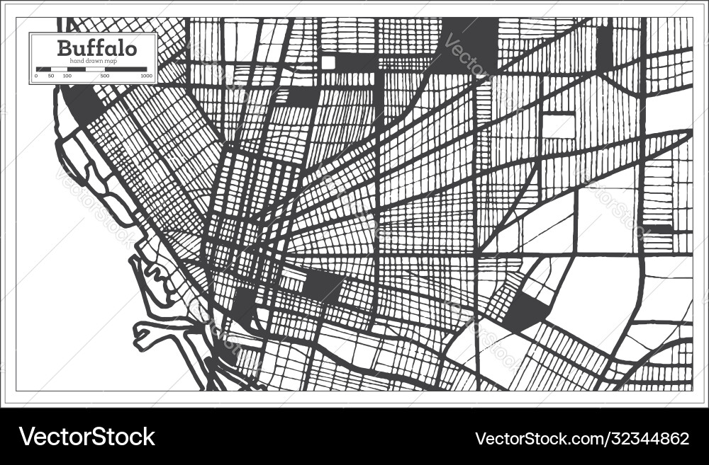 Buffalo usa city map in black and white color vector image