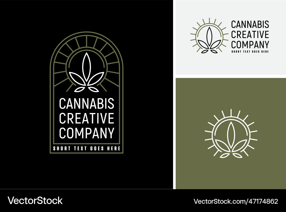Classic art deco marijuana leaf cannabis cbd logo Classic art deco marijuana leaf cannabis cbd logo Vector Image