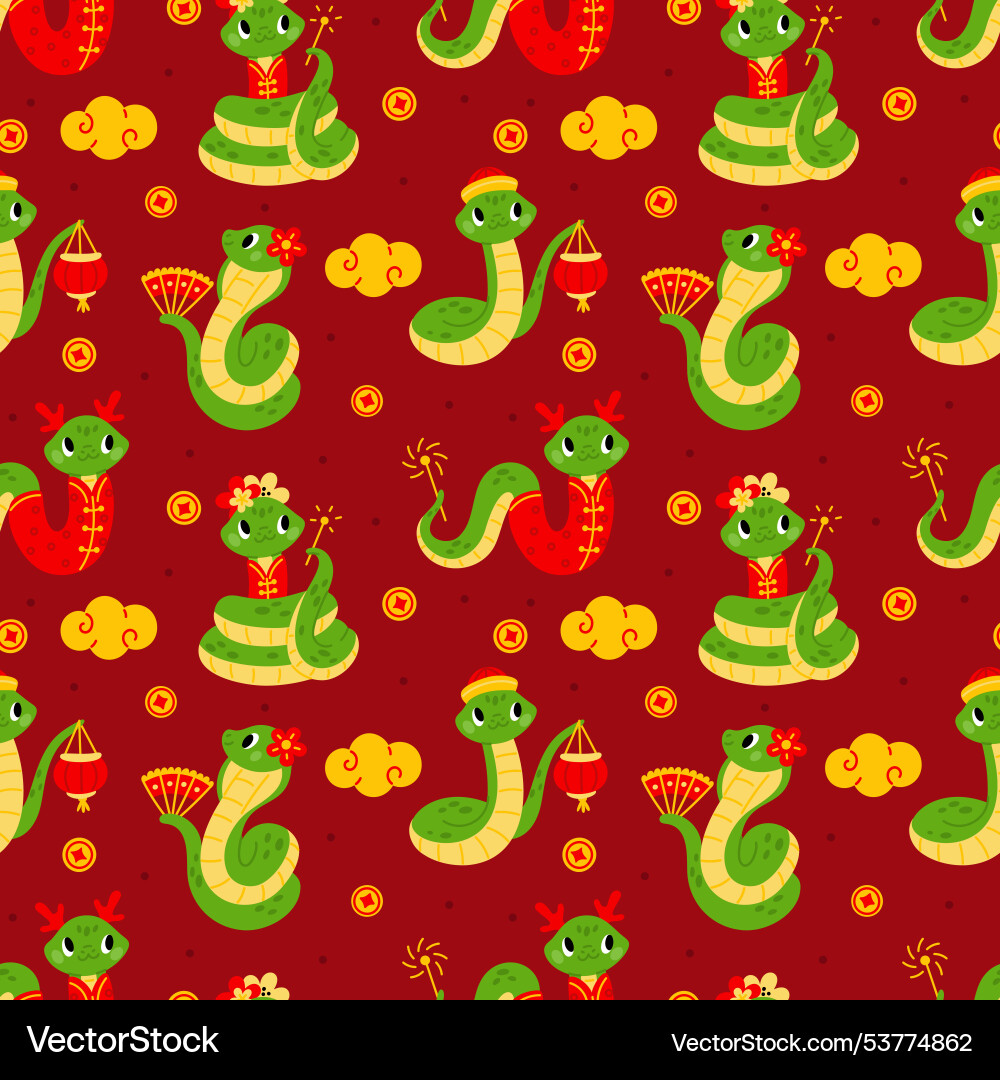 Cute snakes seamless pattern funny serpents Cute snakes seamless pattern funny serpents vector image