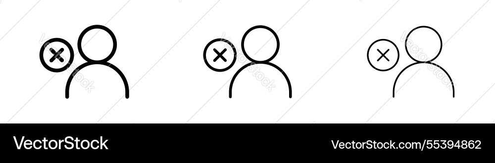 Delete user icons in three different stroke lines Vector Image