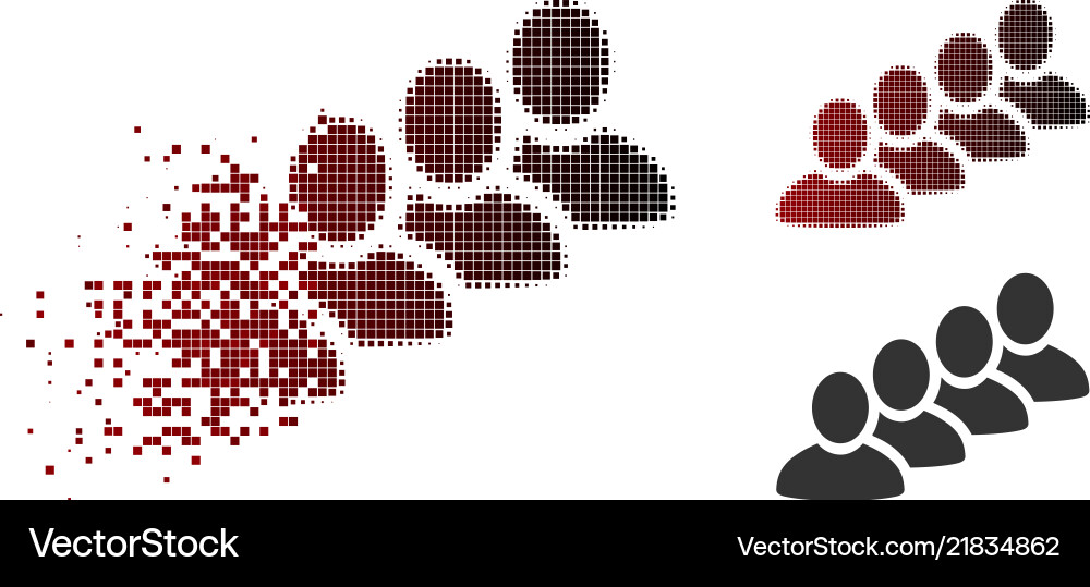 Destructed dotted halftone user queue icon Destructed dotted halftone user queue icon vector image