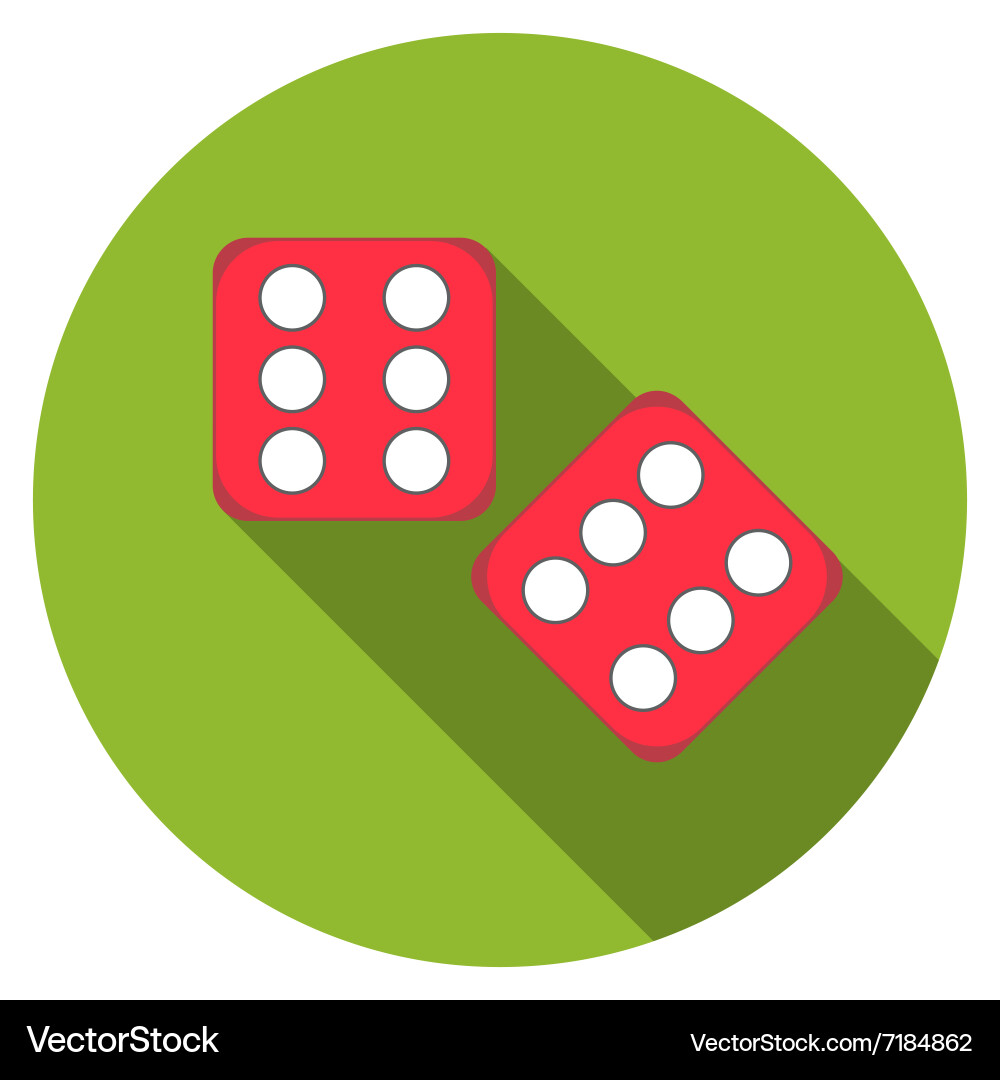 Flat design dice icon with long shadow isolated Vector Image