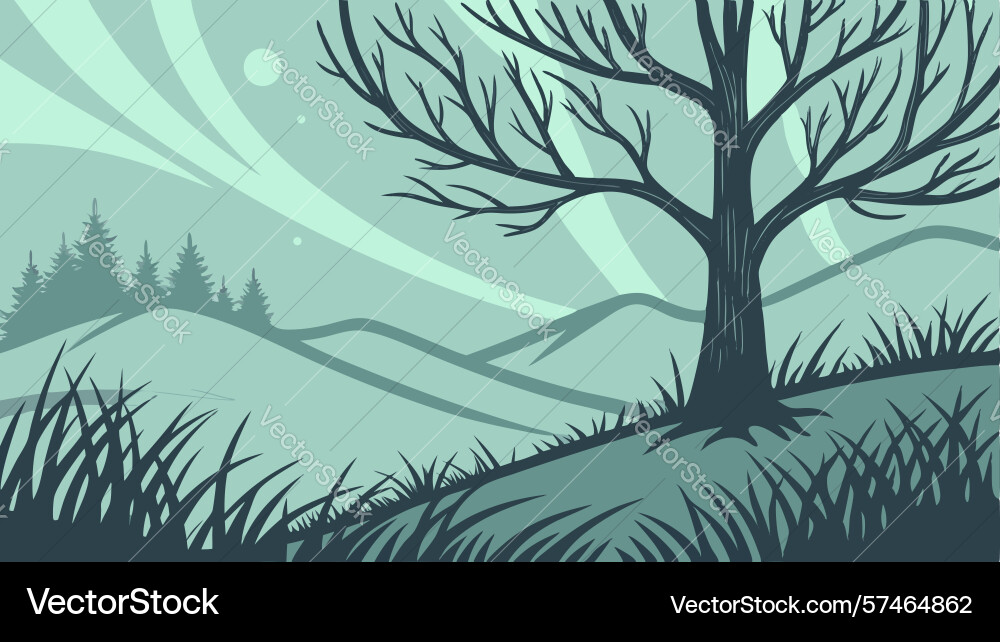 Forest with minimalist trees serene backdrop Vector Image