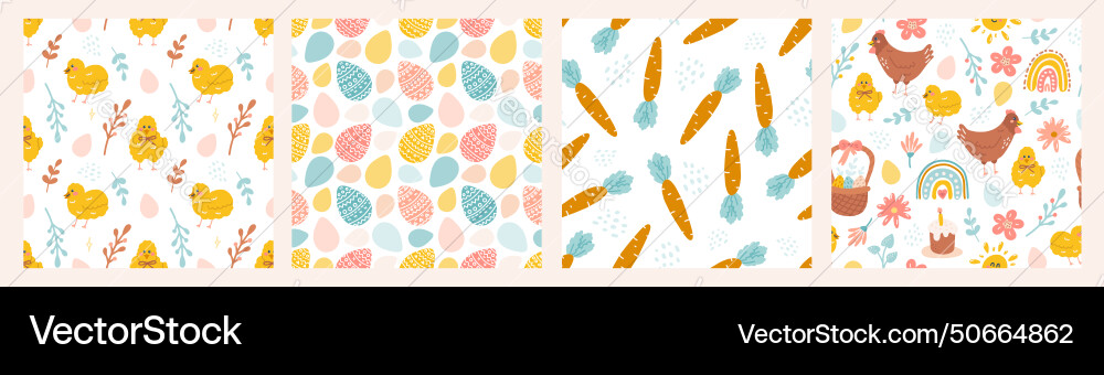 Happy easter seamless pattern set rabbit Happy easter seamless pattern set rabbit vector image