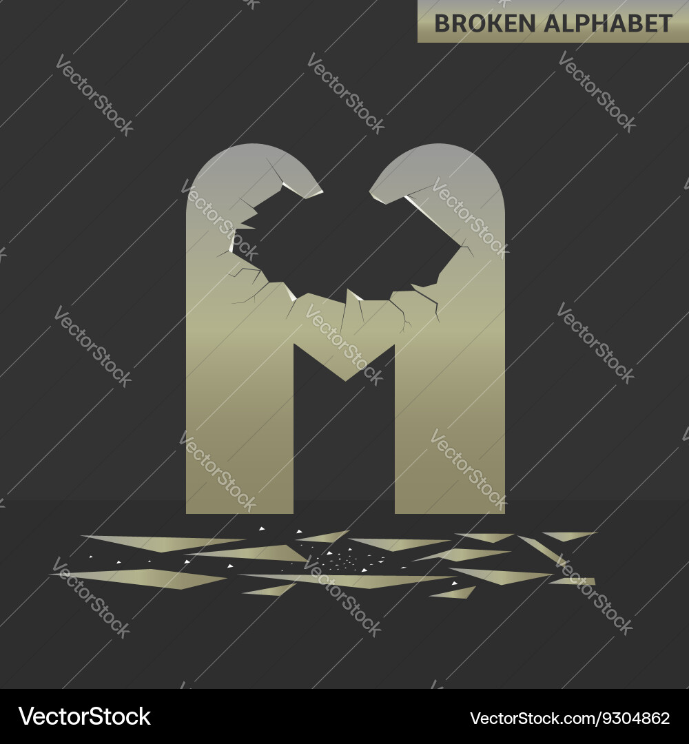 Letter m broken mirror – Royalty-Free Vector | VectorStock, image size:1000x1080