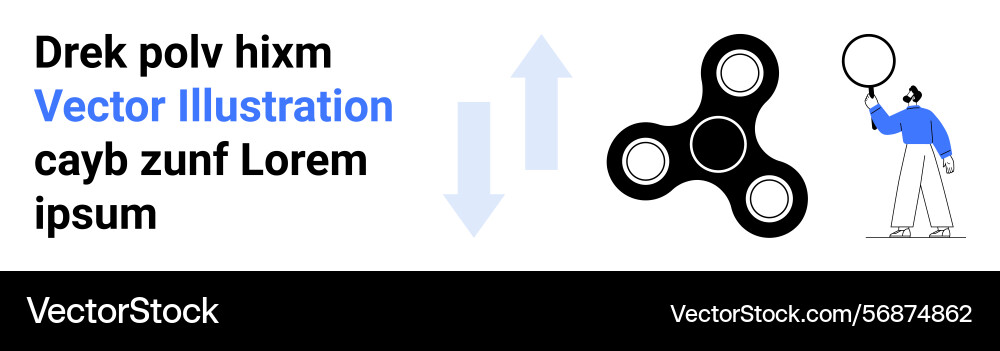 Man observing spinner with text elements Man observing spinner with text elements vector image