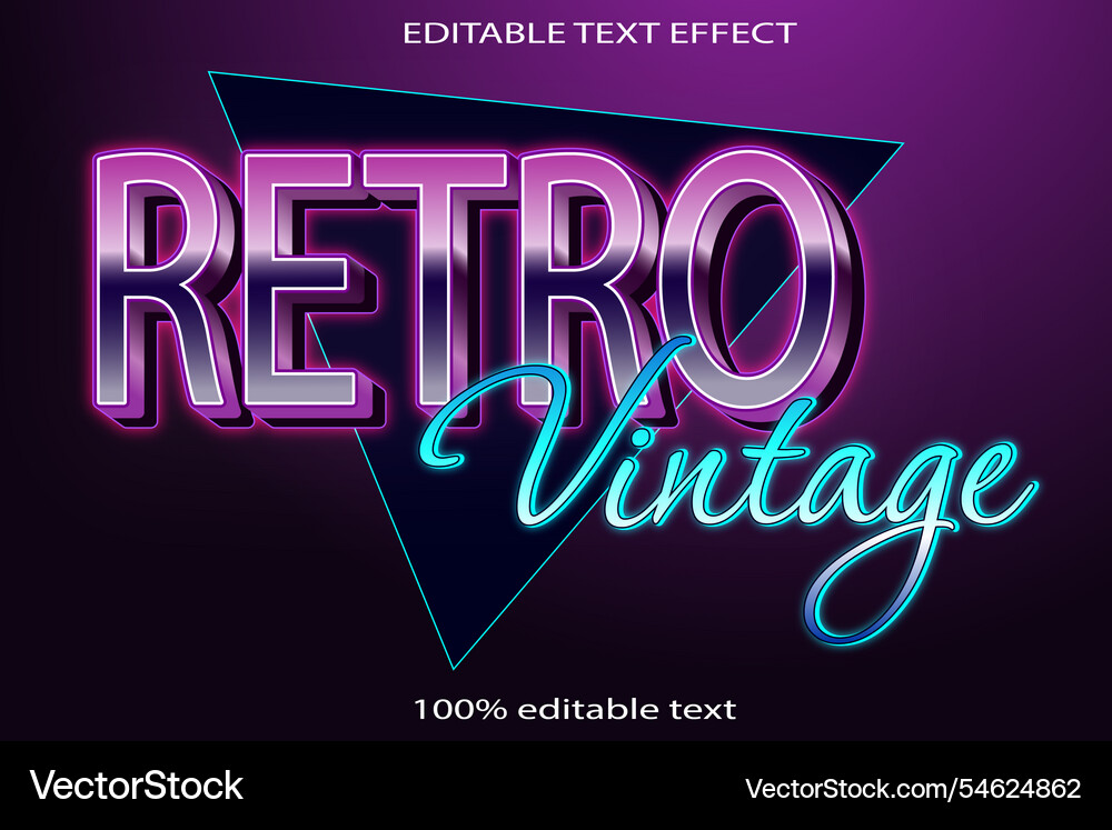 Neon Retro Text Effect - 3D Emboss vector image
