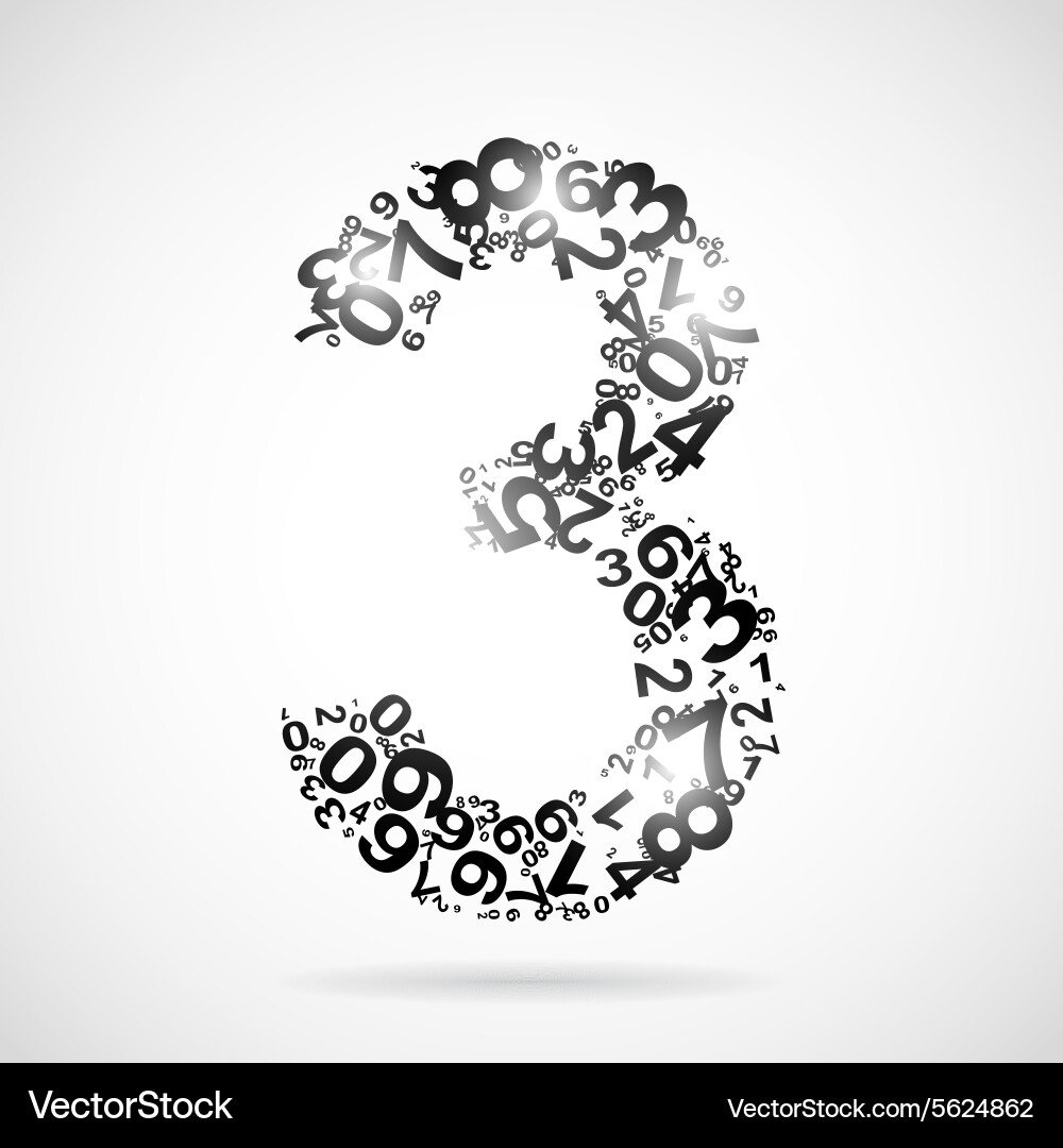 Number three from numbers vector image