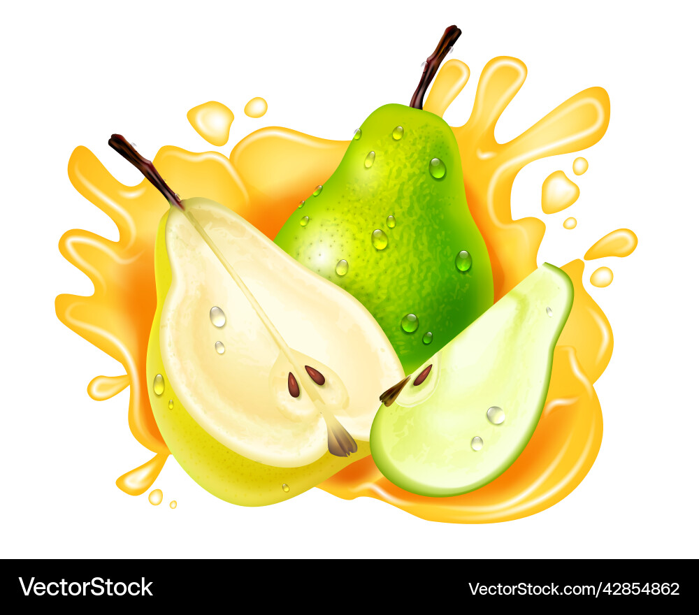 Realistic pear splash composition Royalty Free Vector Image