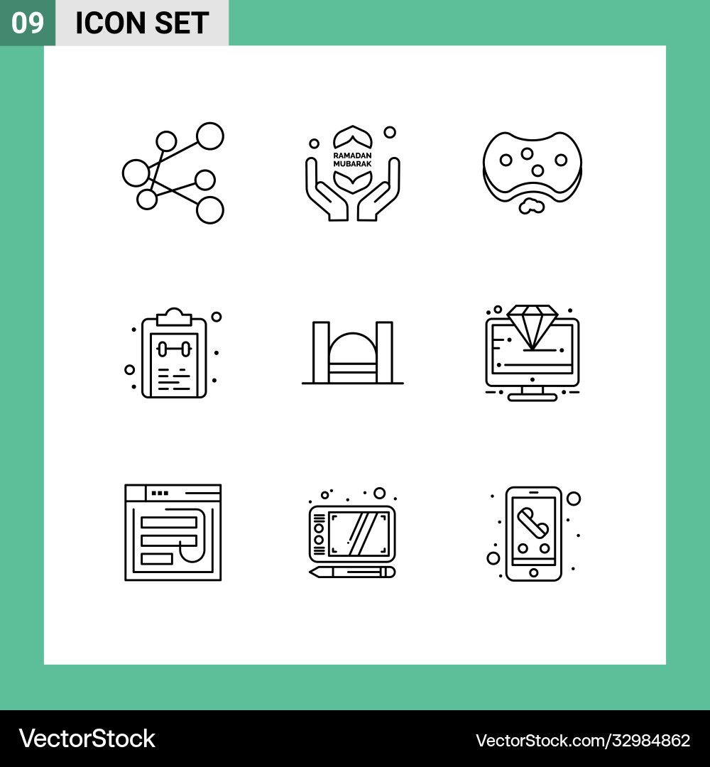 Set 9 outlines on grid for bridge notepad vector image