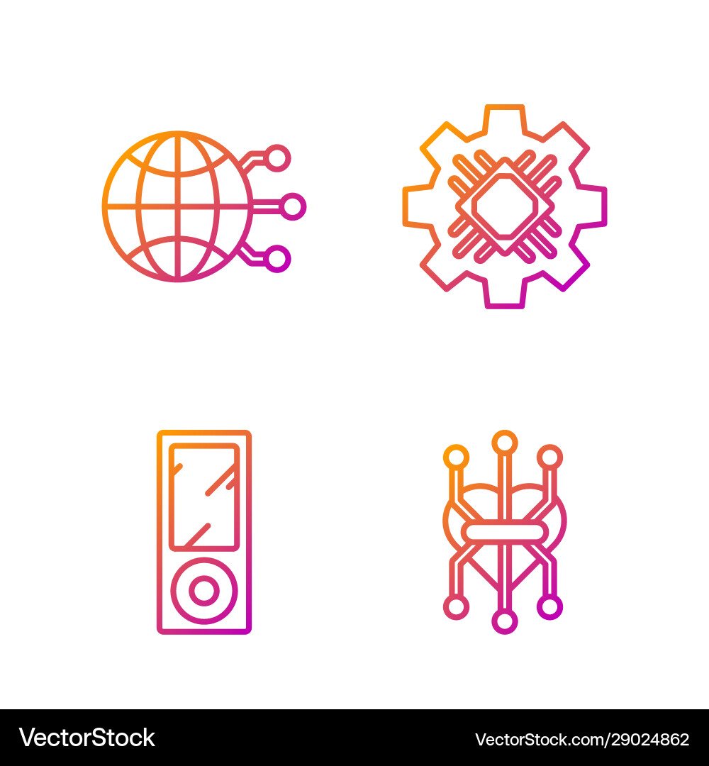 Set line processor music player global Set line processor music player global vector image