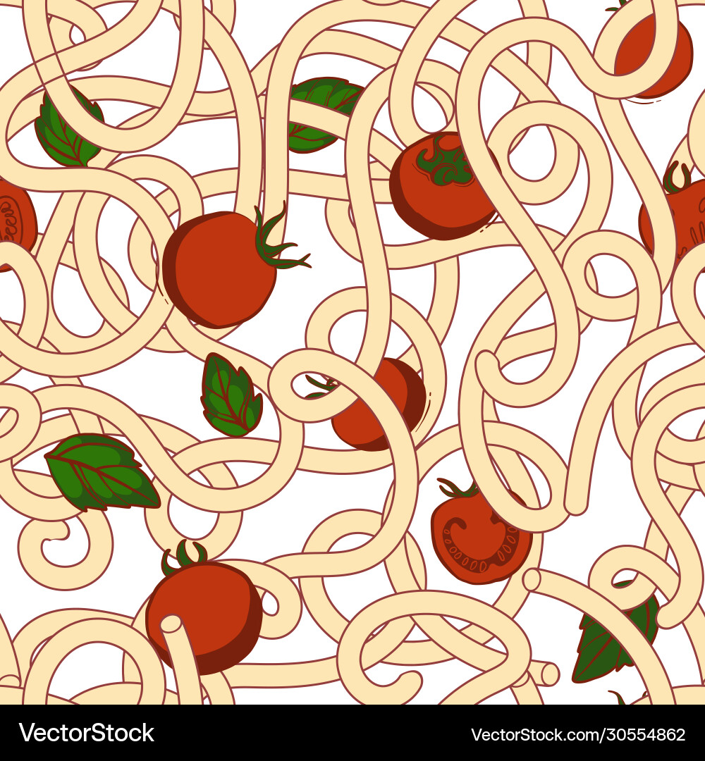 Spaghetti with Tomato & Basil Vector Image