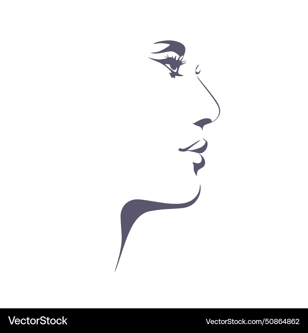 Young woman face side view in low key style Vector Image