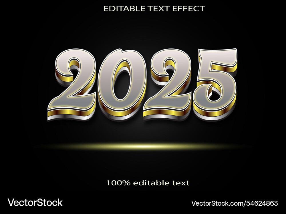 2025 editable text effect 3d emboss elegant style 2025 editable text effect 3d emboss elegant style vector image
