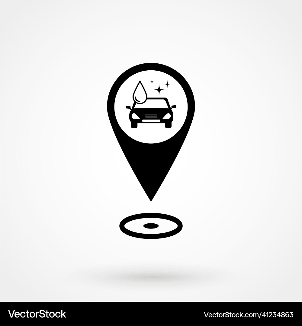 Car wash icon on map pointer white background Vector Image