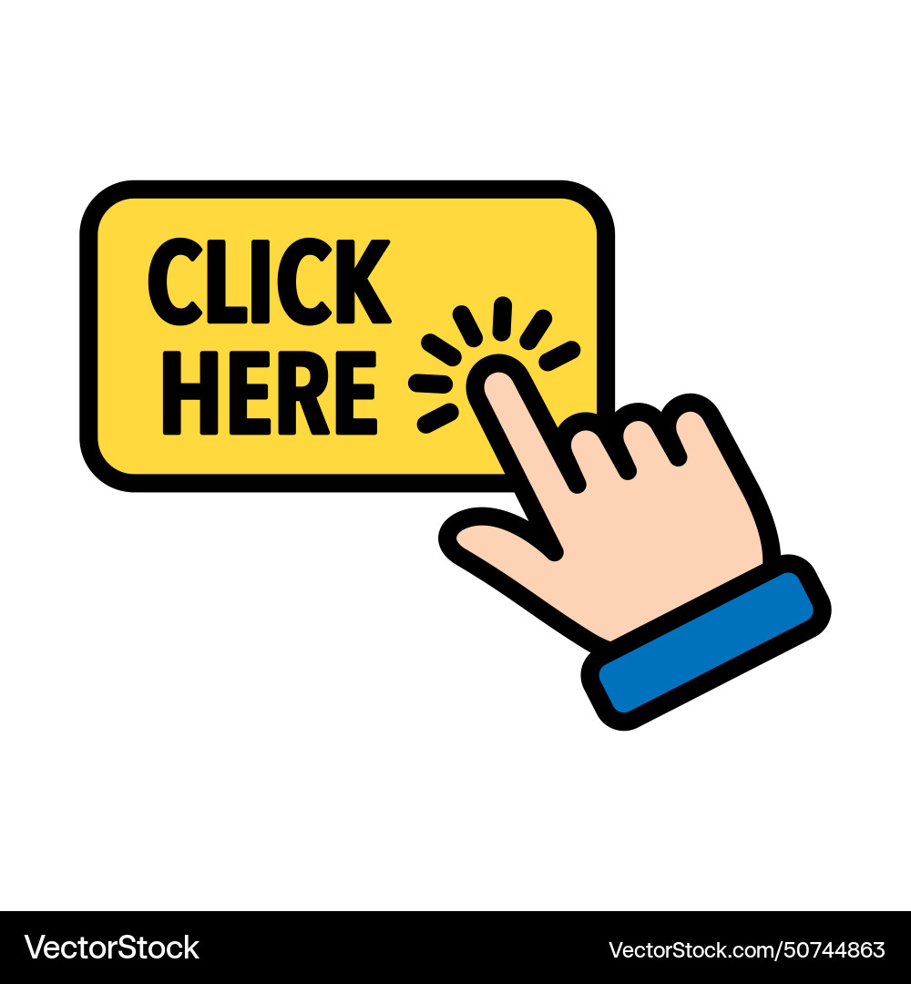 Click here icon with hand pointer clicking vector image