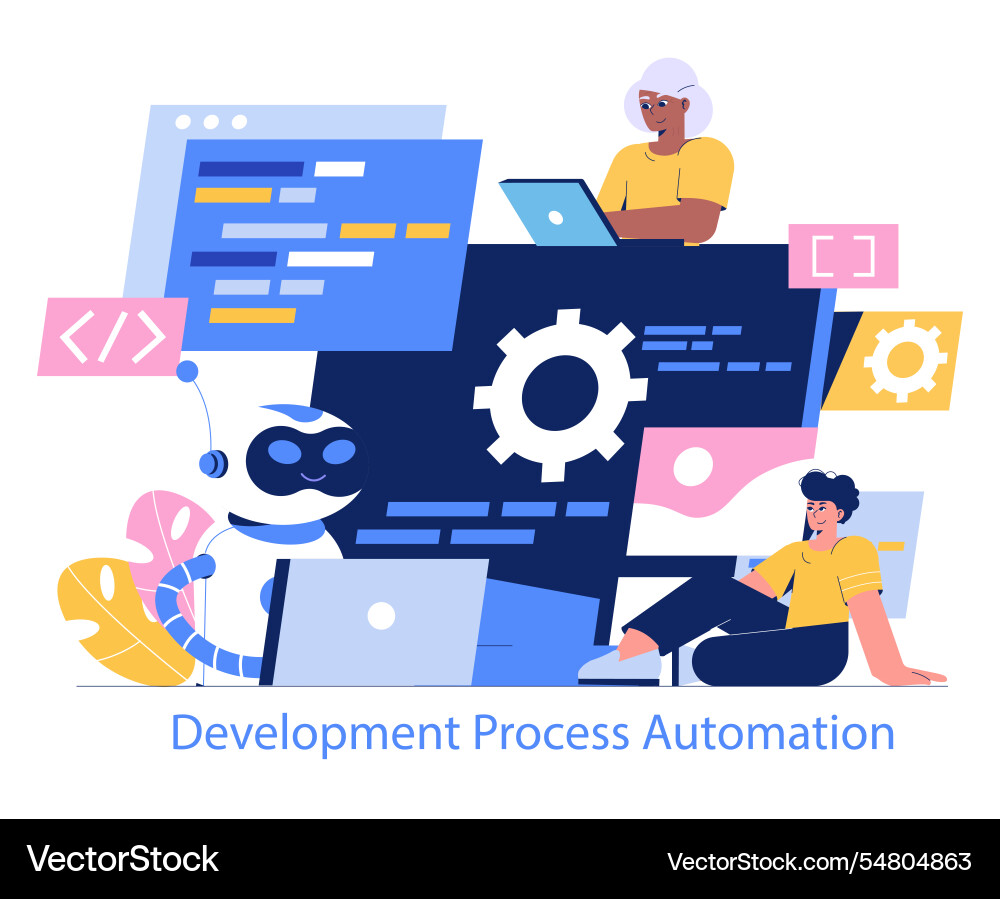 Development process automation flat Development process automation flat Vector Image