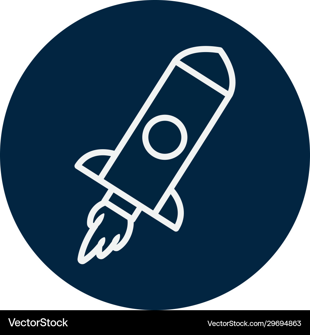 Isolated rocket line block style icon vector image