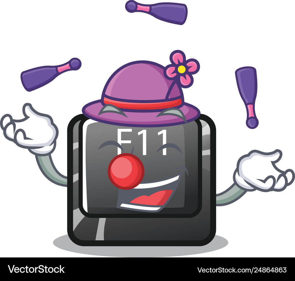 Juggling button f11 on a cartoon computer vector image
