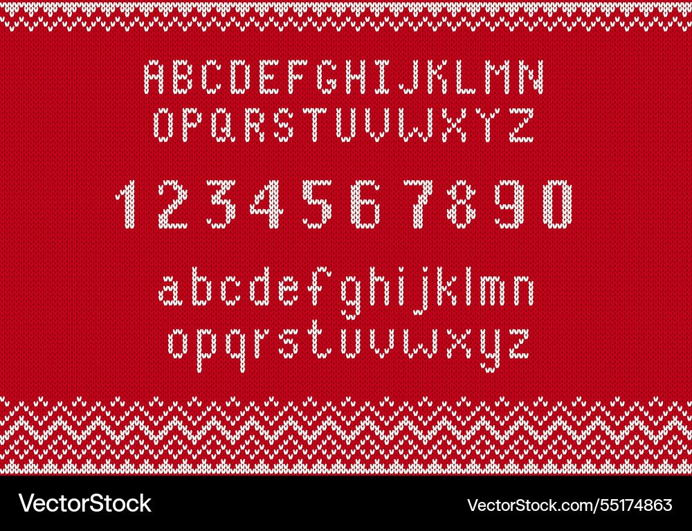 Knit font and numbers on seamless pattern Knit font and numbers on seamless pattern Vector Image