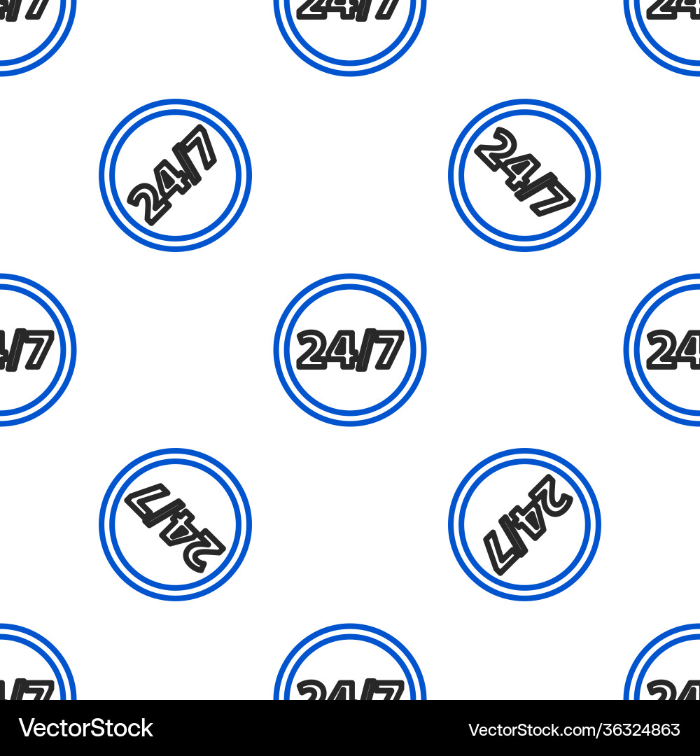 Line clock 24 hours icon isolated seamless pattern Line clock 24 hours icon isolated seamless pattern vector image