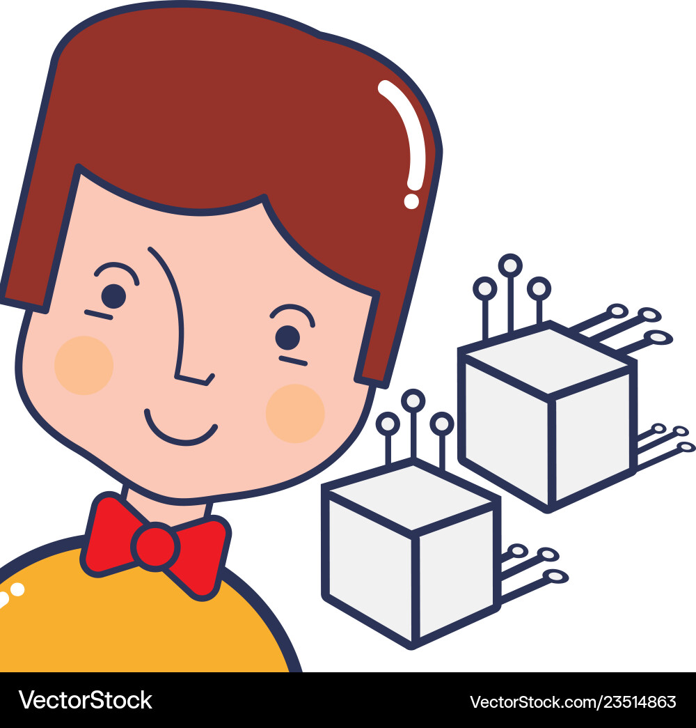Man and virtual nodes Vector Image