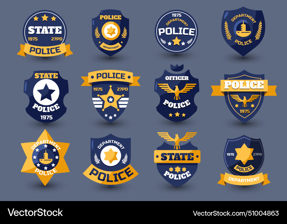 Police officer seal policeman badges and sheriff Police officer seal policeman badges and sheriff vector image