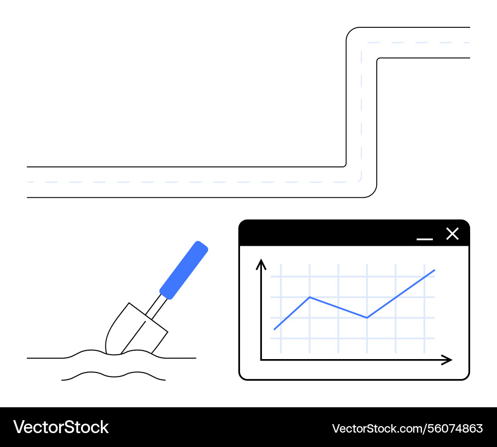Roadmap progress with construction and monitoring Vector Image