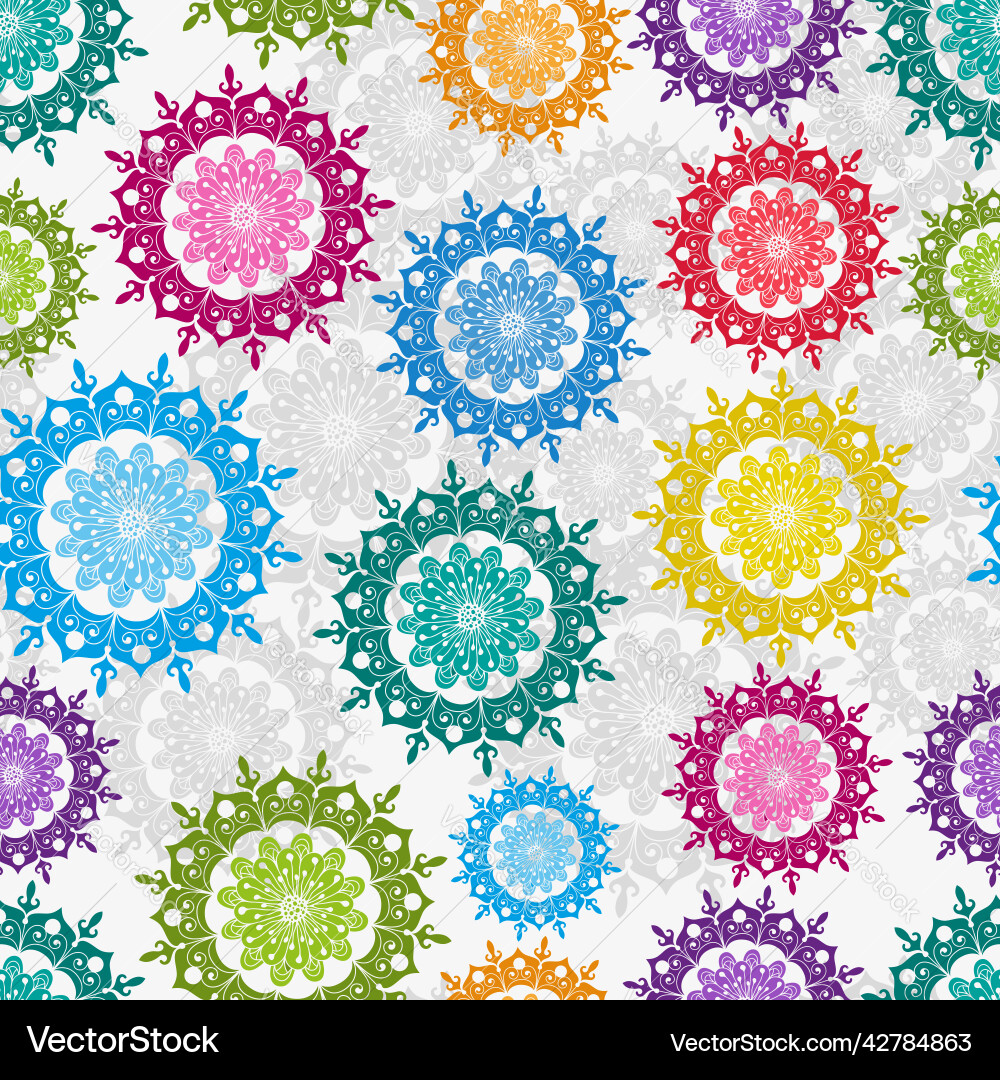 Seamless pattern with colorful lacy circles Seamless pattern with colorful lacy circles vector image