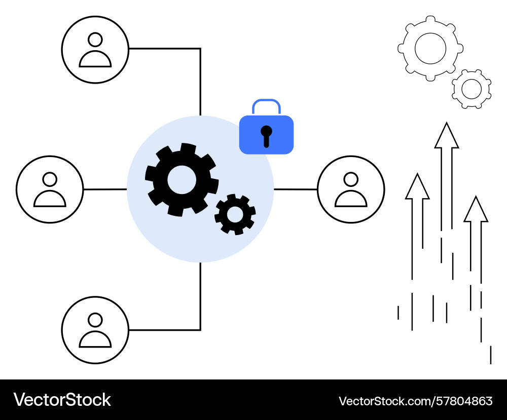 Secure collaboration with networked users gears Secure collaboration with networked users gears vector image