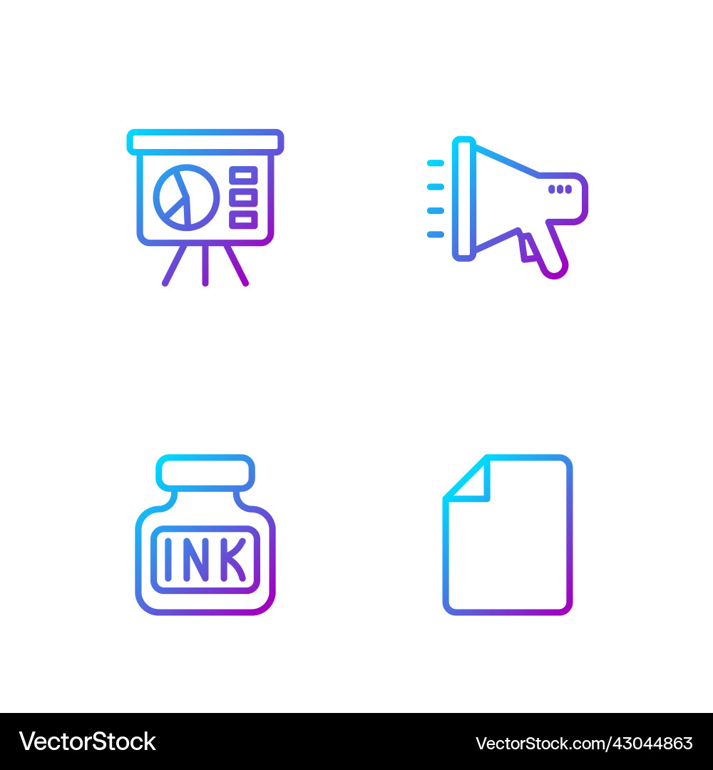 Set line file document inkwell board with graph vector image