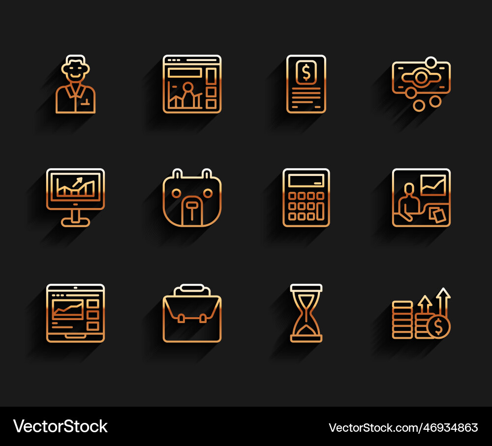 Set line trading courses briefcase trader old Set line trading courses briefcase trader old vector image
