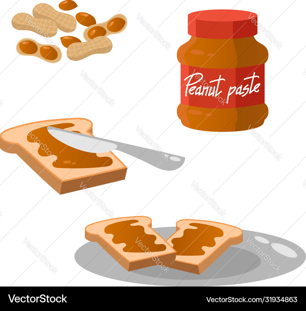Set objects with peanut paste Vector Image