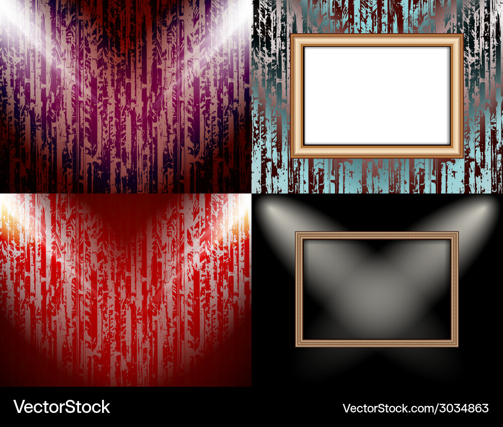 Set of background with frames and spotlights Vector Image