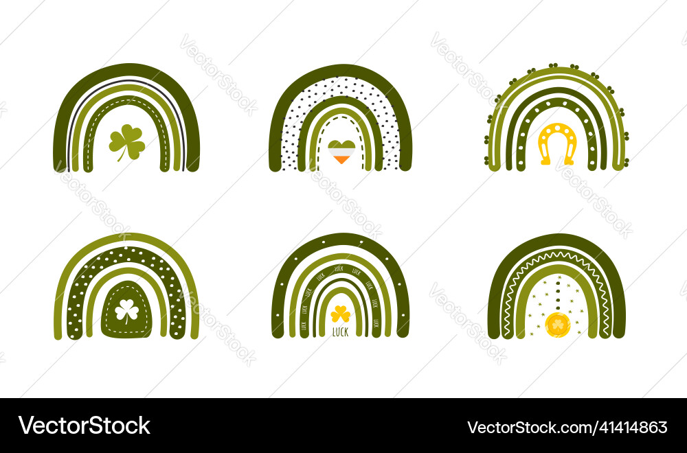 St patrick day rainbow in boho style bohemian Vector Image
