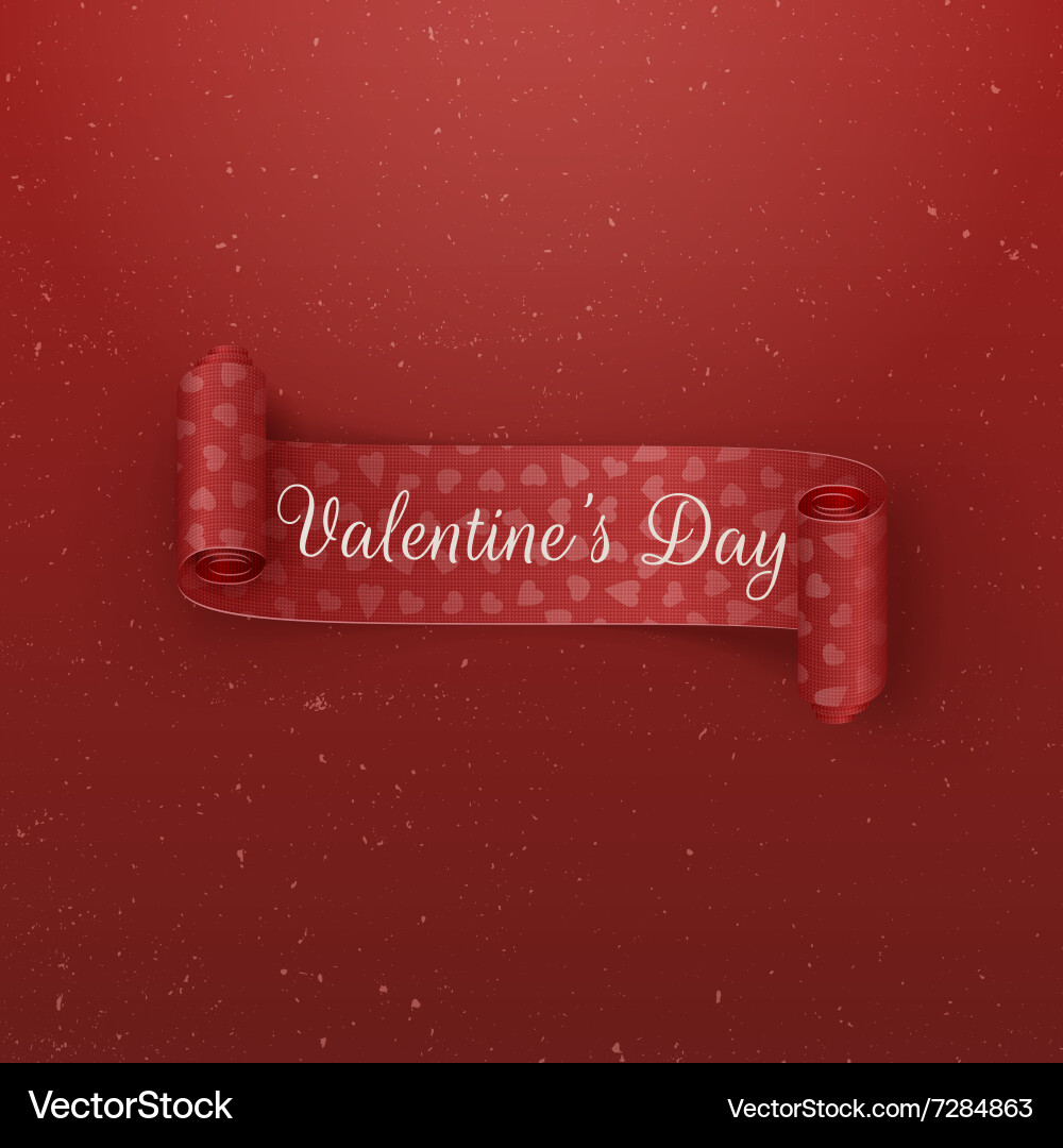Valentines day scroll ribbon with greeting text Vector Image