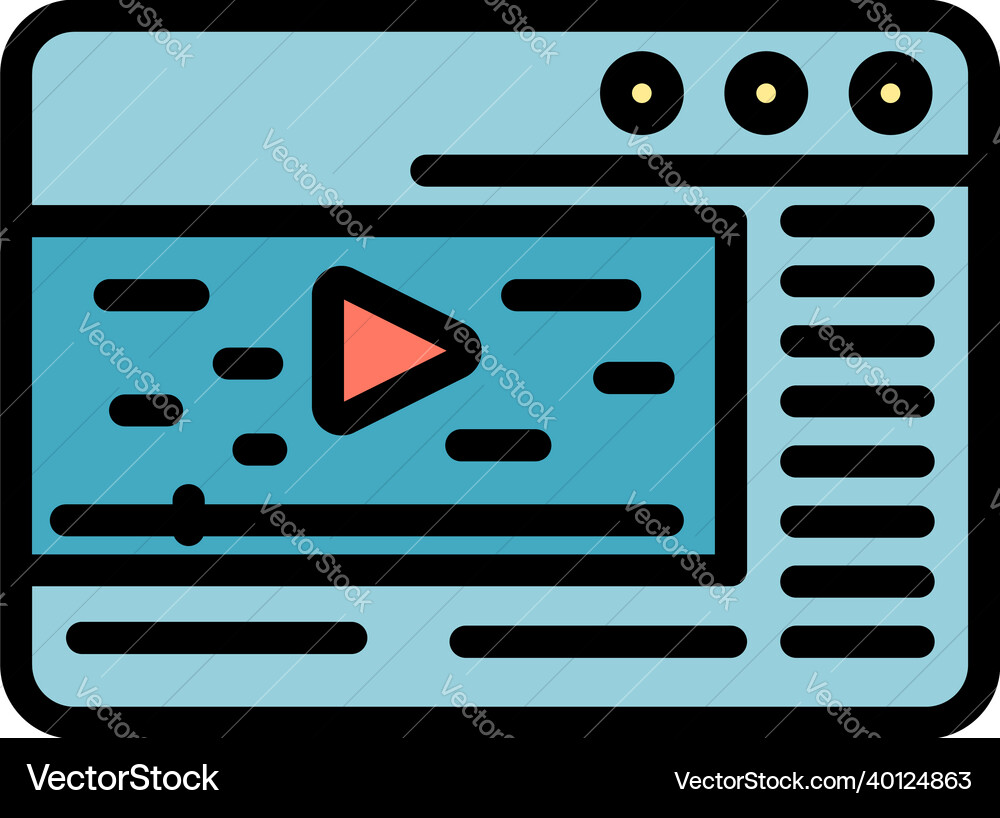 Web browser stream icon color outline Web browser stream icon color outline vector image