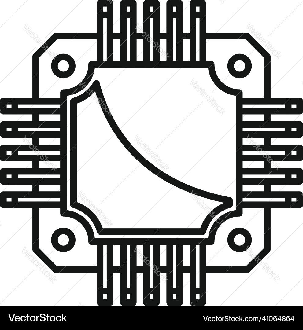 Board cpu icon outline digital microchip Board cpu icon outline digital microchip vector image