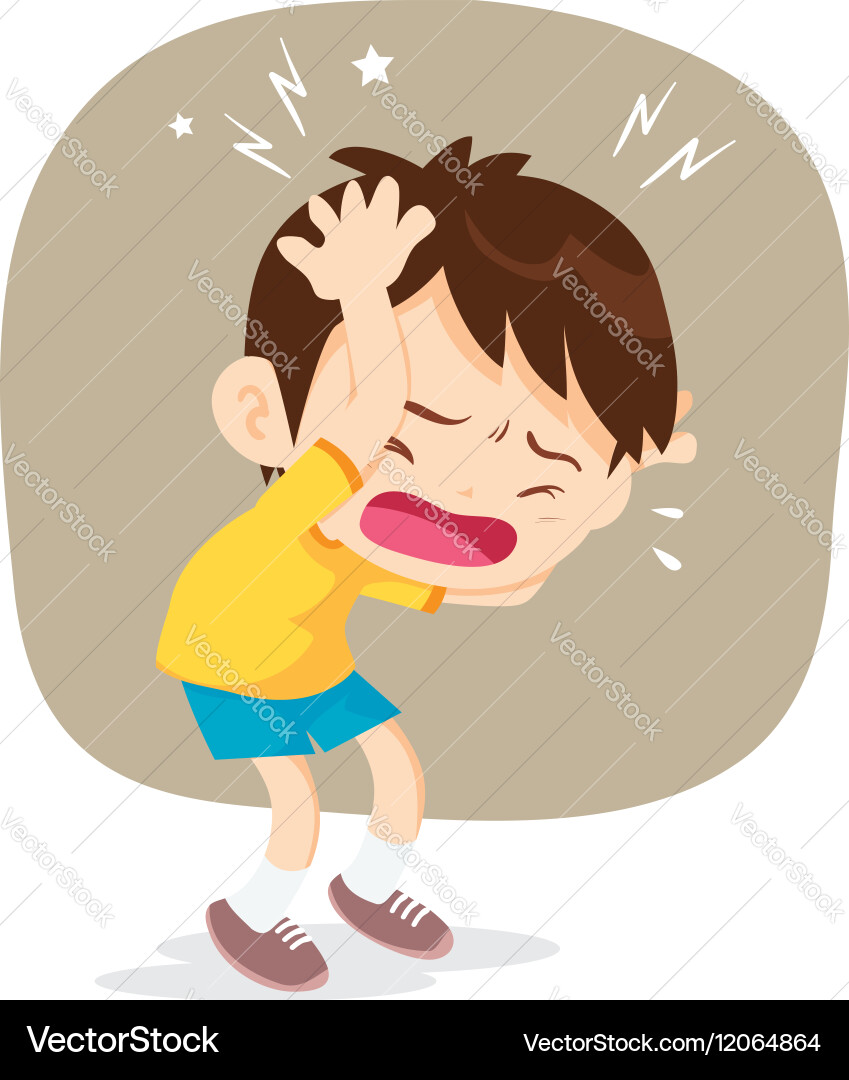 Boy have headache Royalty Free Vector Image - VectorStock