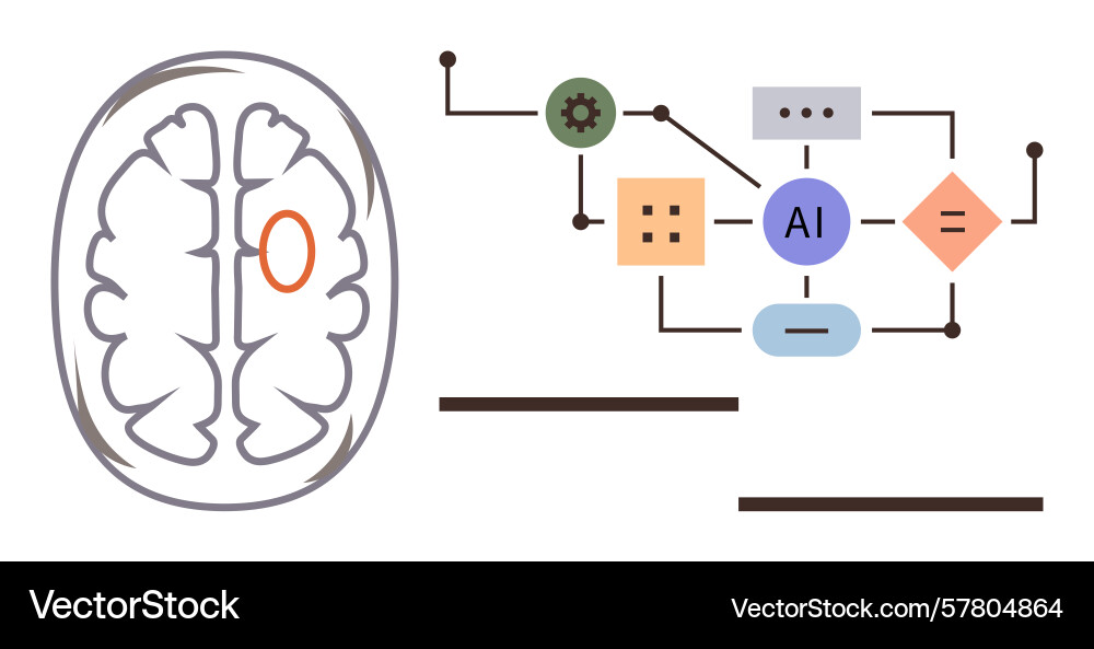 Brain and artificial intelligence integration Brain and artificial intelligence integration Vector Image